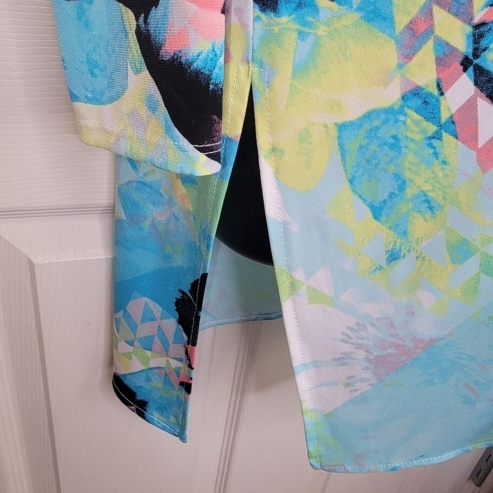 Worthington cold shoulder floral water color Top Blouse 1x - Picture 4 of 7
